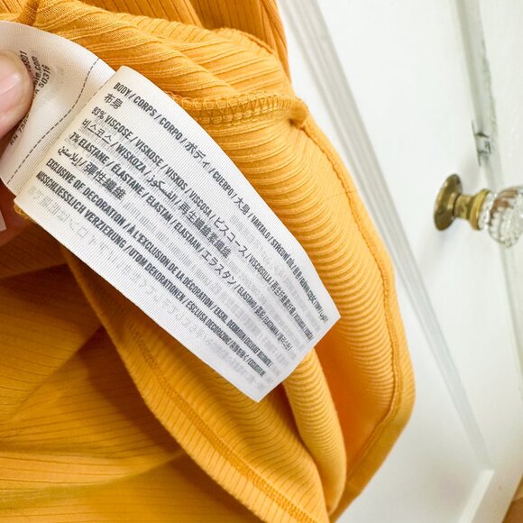 Abercrombie | NWT Triple Keyhole Knit Mini Dress in Yellow Size Large - Picture 8 of 8